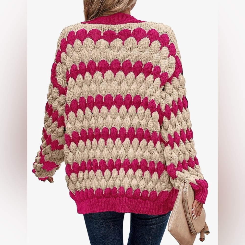 KIRUNDO Cardigan Chunky Lantern Sleeve Open Front NWT SM - Picture 2 of 11
